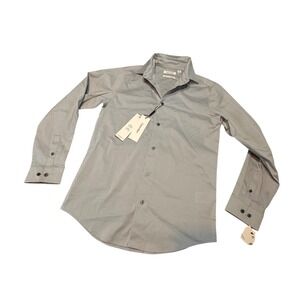 Calvin Klein Boys Silver Metal Slim Fit‎ Stretch Dress Shirt Size 16